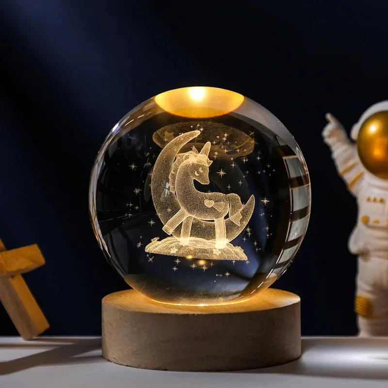 Astro LED™ – Crystal Sphere Lamp with Wooden Base & USB Rechargeable Light